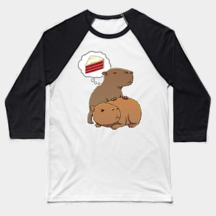 Capybara hungry for Red Velvet Cake Baseball T-Shirt